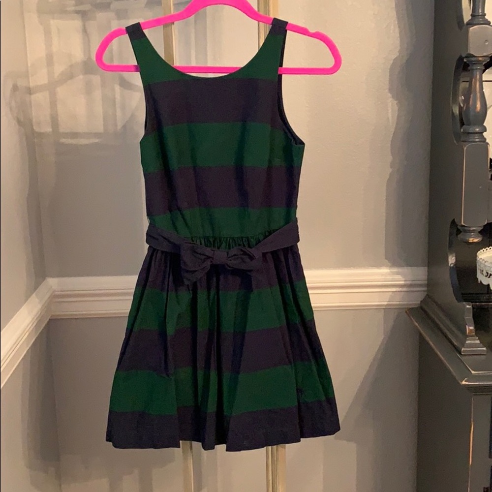 Navy and forest green bow dress